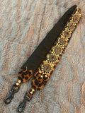 Carlino Leopard leather studded purse/bag strap gold studs