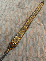 Carlino Leopard leather studded purse/bag strap gold studs