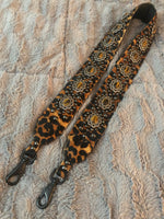 Carlino Leopard leather purse/bag strap black studs