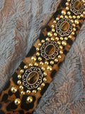 Carlino Leopard leather studded purse/bag strap gold studs