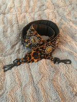 Carlino Leopard leather purse/bag strap black studs