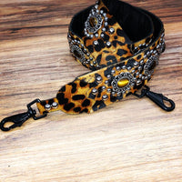 Carlino Leopard Hair On Leather Bag/Purse Strap Nickel Studs