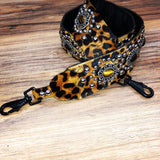 Carlino Leopard Hair On Leather Bag/Purse Strap Nickel Studs