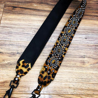 Carlino Leopard Hair On Leather Bag/Purse Strap Nickel Studs