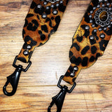 Carlino Leopard Hair On Leather Bag/Purse Strap Nickel Studs