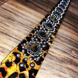 Carlino Leopard Hair On Leather Bag/Purse Strap Nickel Studs