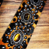 Carlino Leopard Hair On Leather Bag/Purse Strap Nickel Studs