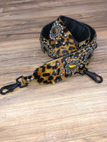 Carlino Leopard Hair On Leather Bag/Purse Strap Nickel Studs