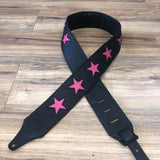 Custom Carlino Pink Star Guitar Strap